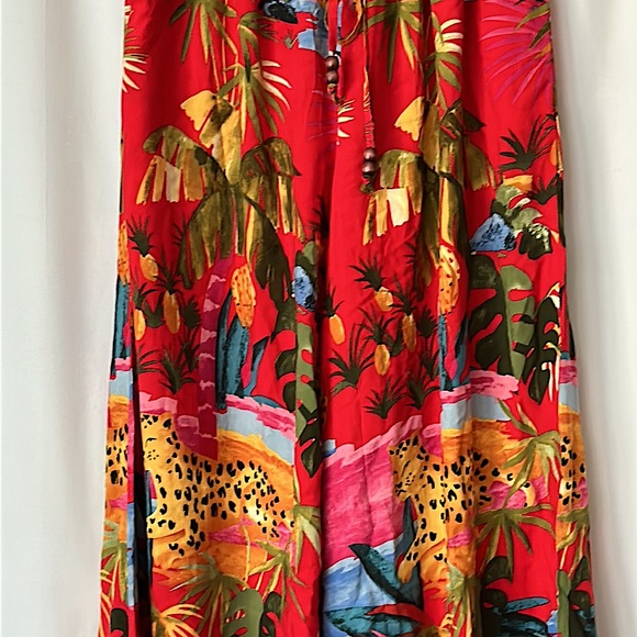 Cynthia Rowley Beautiful Colorful Wide Leg Tropical Pants **Size M** 🌴🌺🌴 - Picture 3 of 5